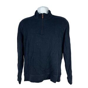 Lands End Mens Navy Blue Half Zip Pullover Sweater Tailored Fit Size M